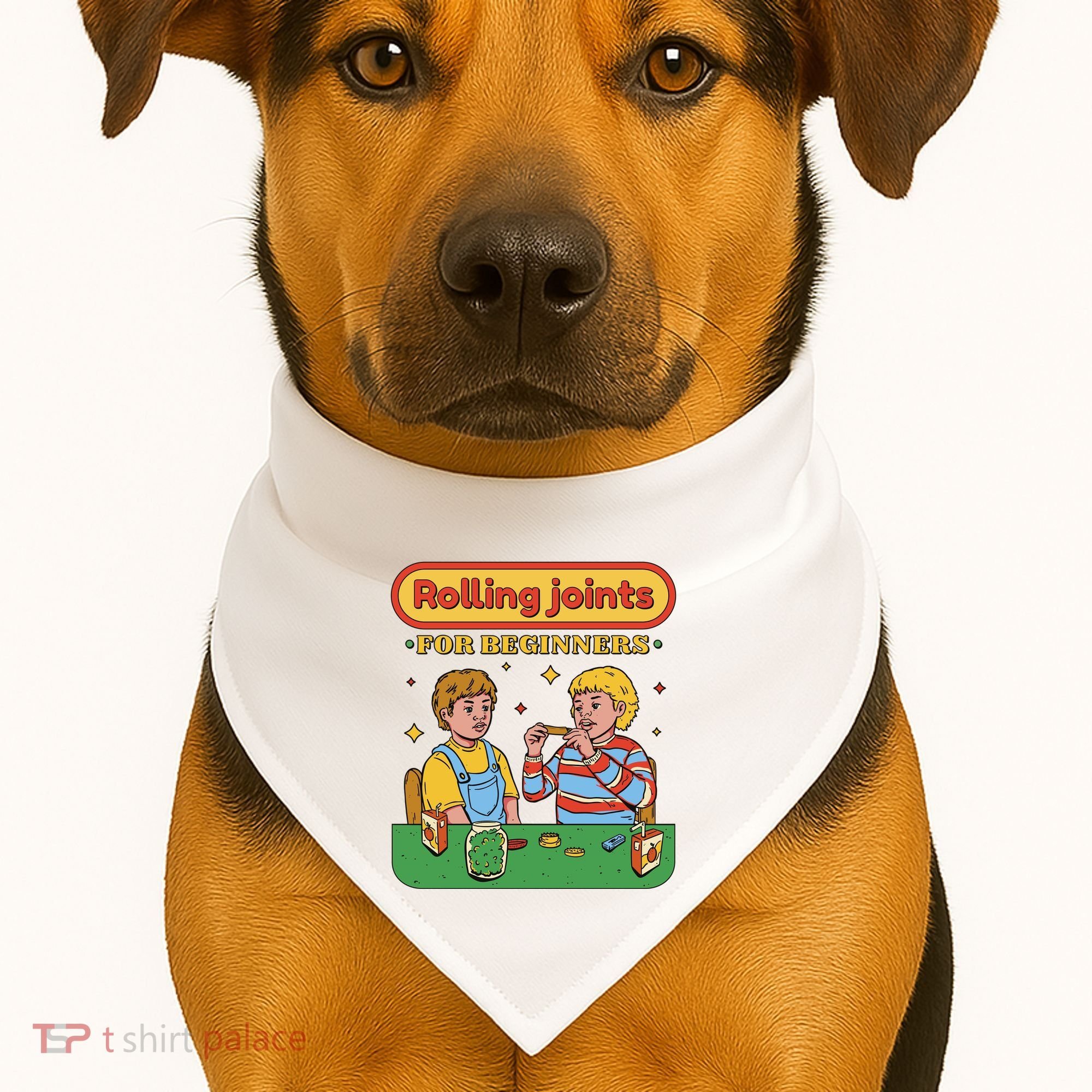 Rolling Joints For Beginners Funny Retro USA-Made Doggie Bandana