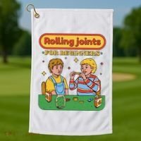 Rolling Joints For Beginners Funny Retro Golf Towel thumb 1