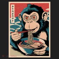 Ramen Japanese Funny Kawaii Monkey Graphic Gifts Anime Hat thumb 2