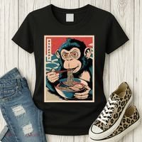 Ramen Japanese Funny Kawaii Monkey Graphic Gifts Anime Women's T-Shirt thumb 3