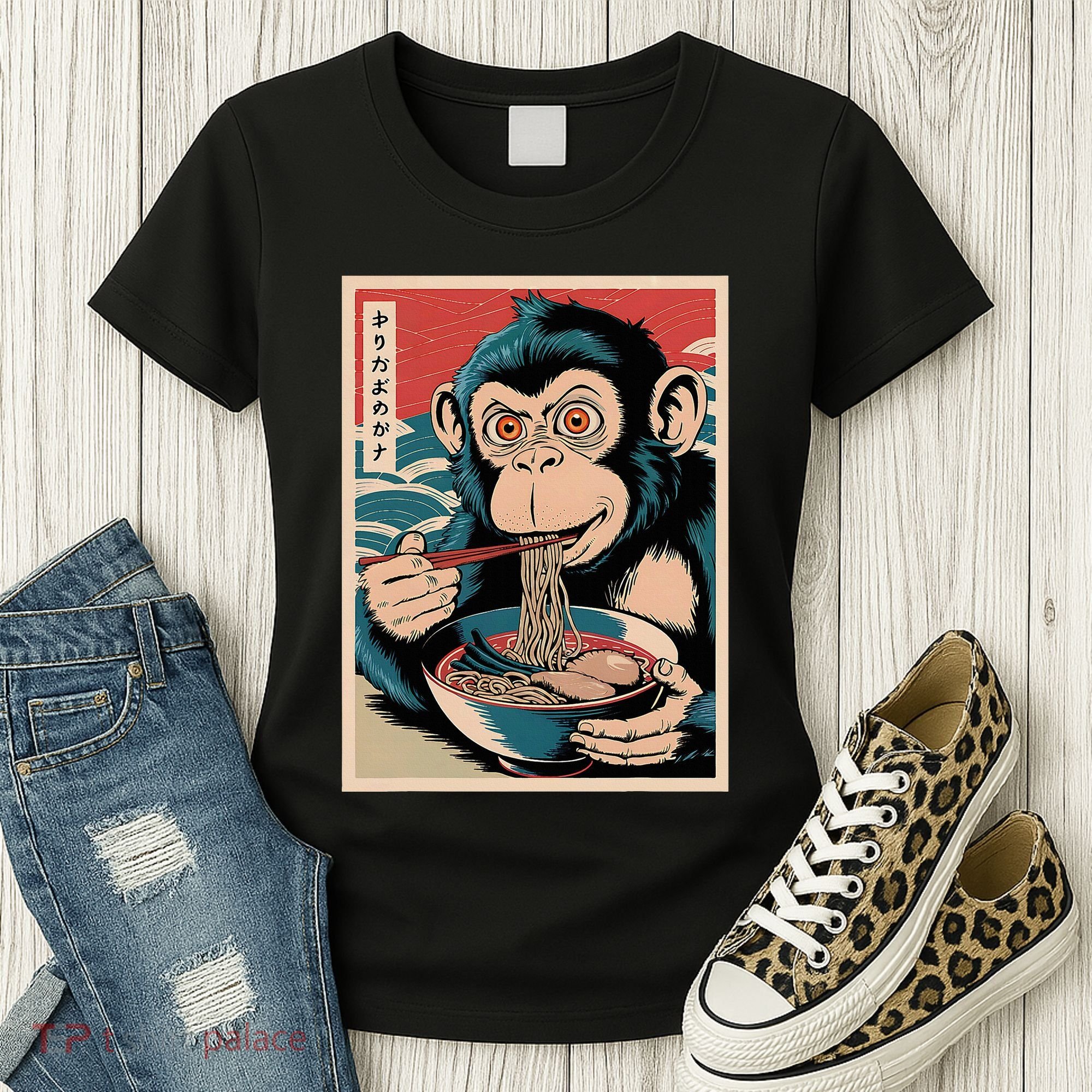 Ramen Japanese Funny Kawaii Monkey Graphic Gifts Anime Women's T-Shirt