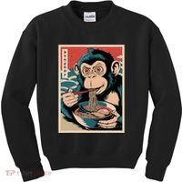 Ramen Japanese Funny Kawaii Monkey Graphic Gifts Anime Kids Sweatshirt thumb 0