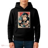Ramen Japanese Funny Kawaii Monkey Graphic Gifts Anime Kids Hoodie thumb 4