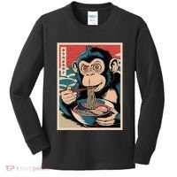 Ramen Japanese Funny Kawaii Monkey Graphic Gifts Anime Kids Long Sleeve Shirt thumb 0