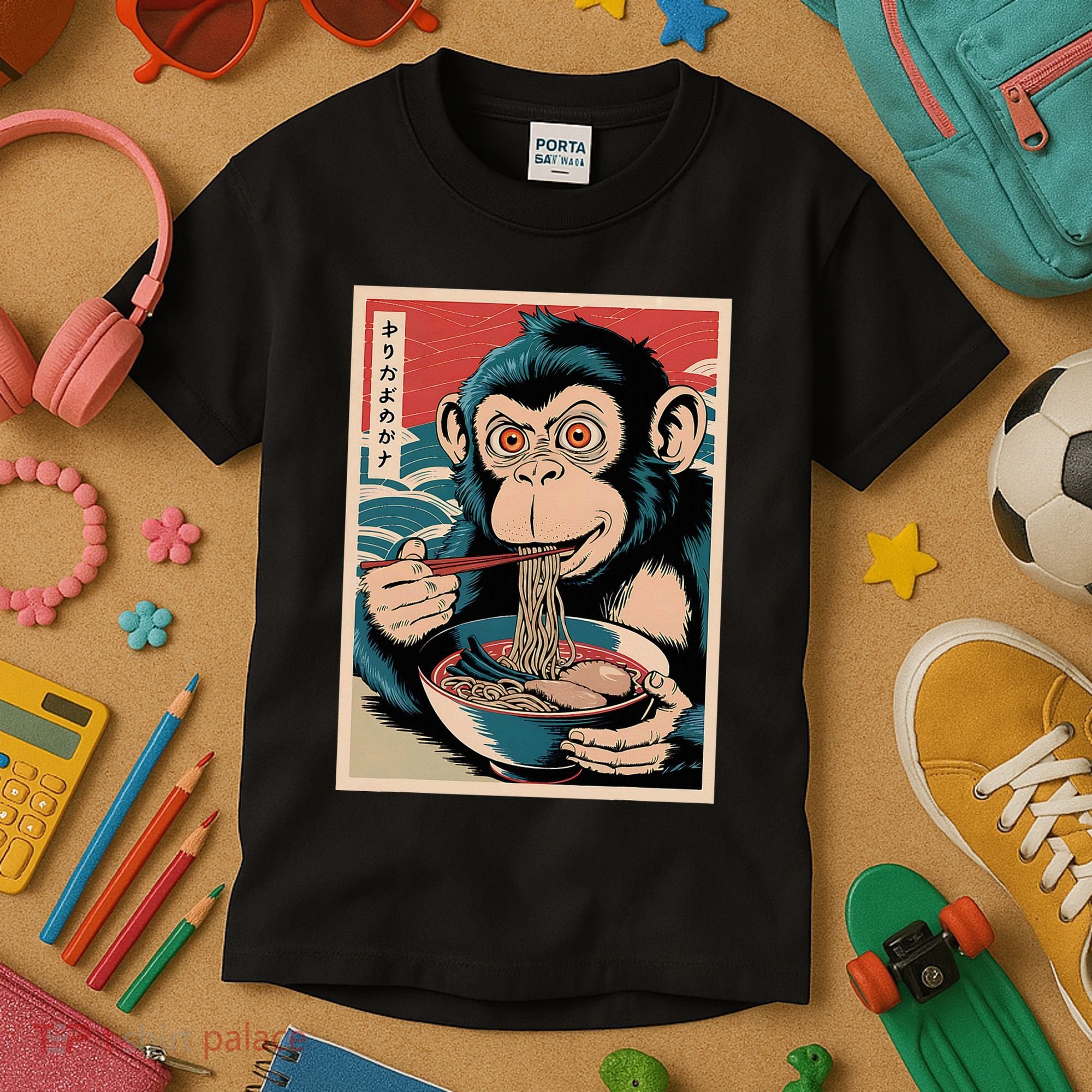 Ramen Japanese Funny Kawaii Monkey Graphic Gifts Anime Kids T-Shirt
