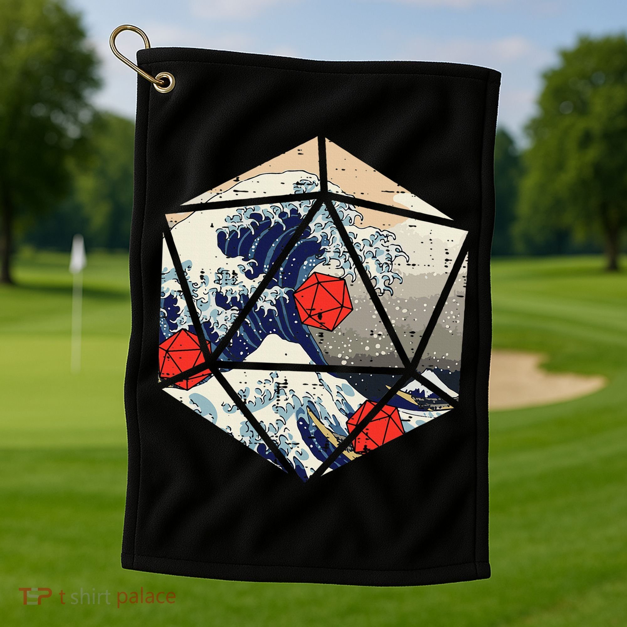 Rpg Japanese Great Wave Gamer Golf Towel