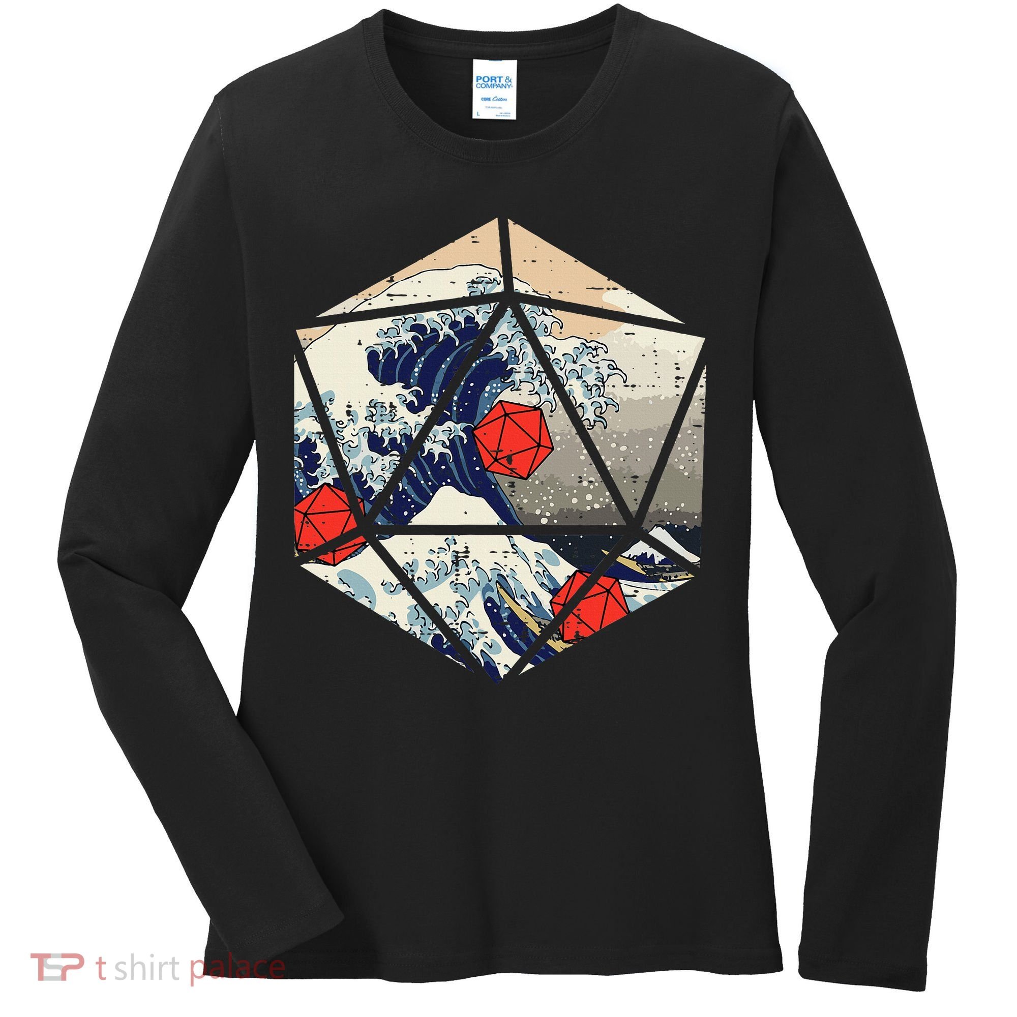 Rpg Japanese Great Wave Gamer Women's Long Sleeve Shirt