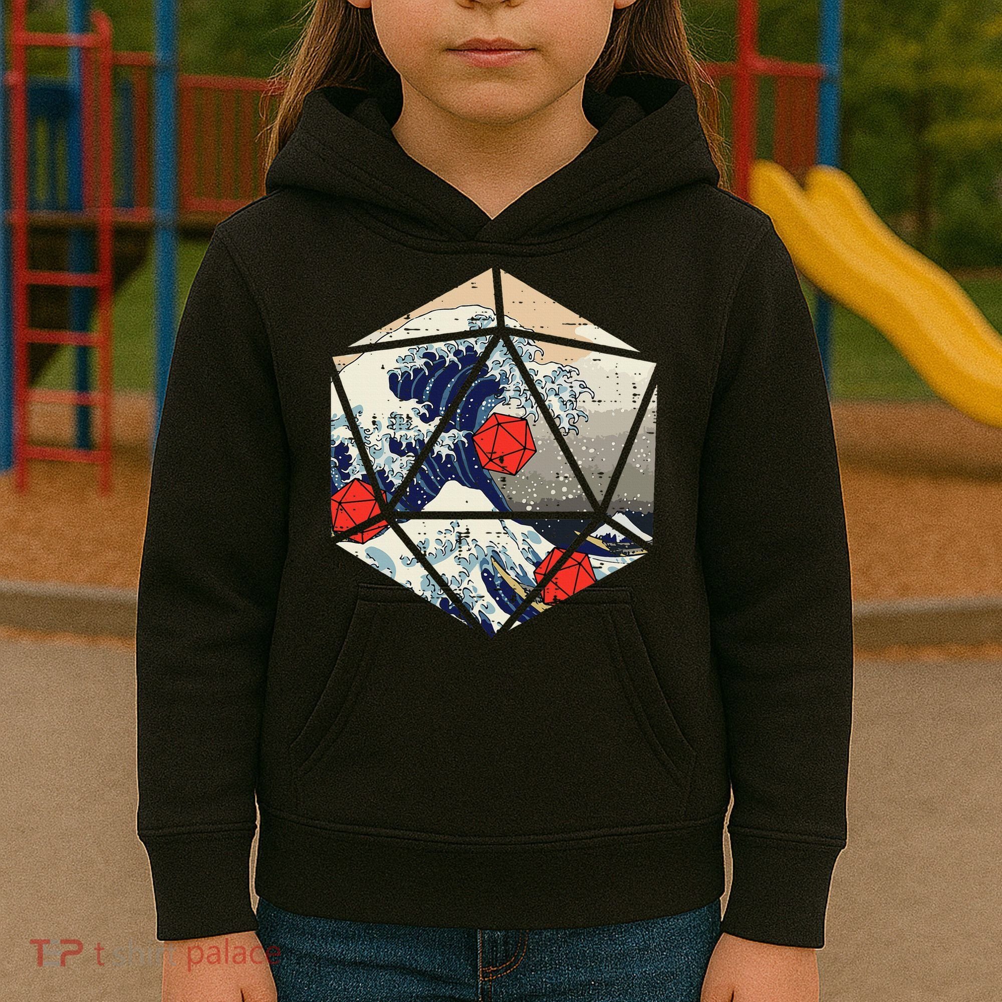 Rpg Japanese Great Wave Gamer Kids Hoodie