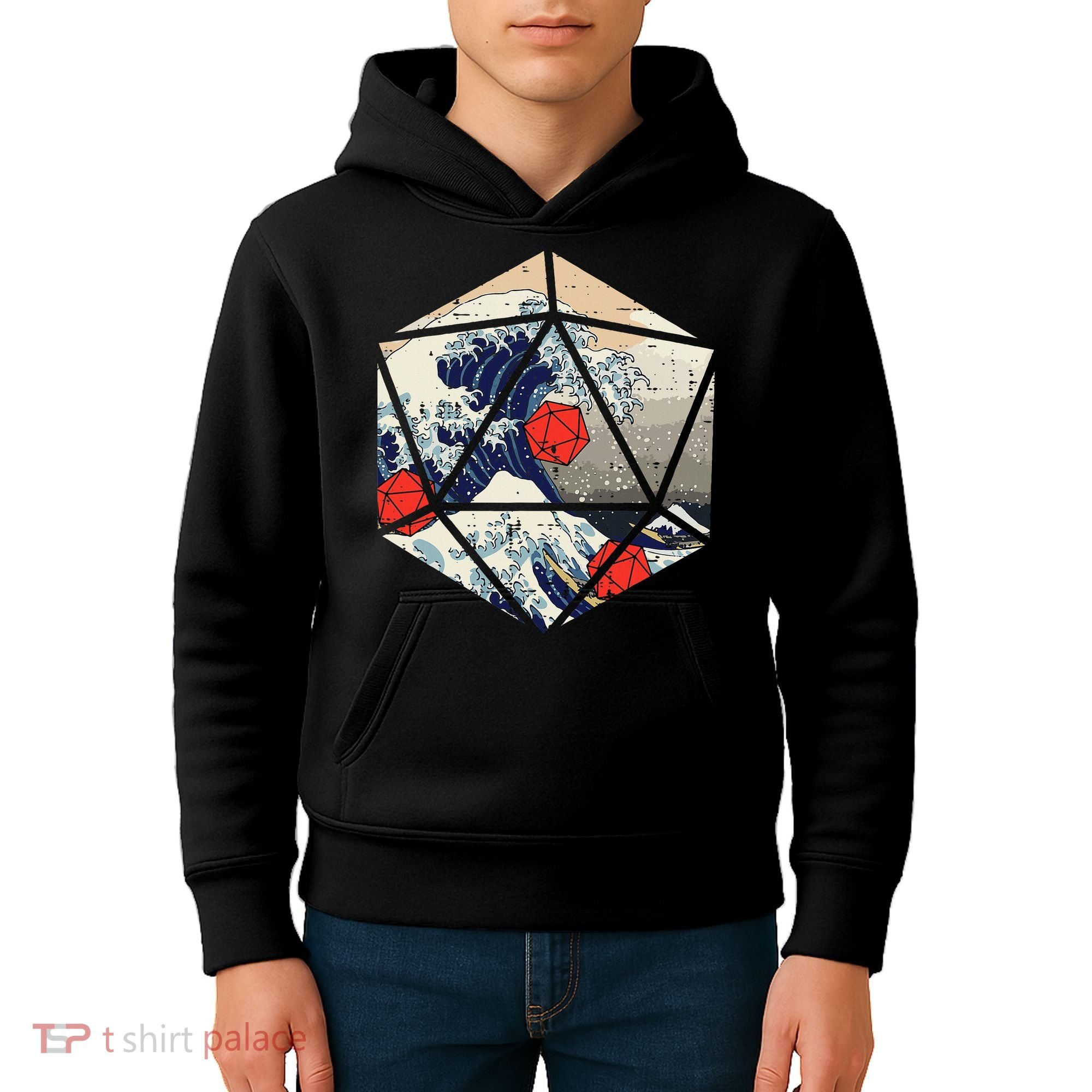 Rpg Japanese Great Wave Gamer Kids Hoodie