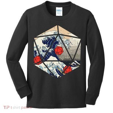 Rpg Japanese Great Wave Gamer Kids Long Sleeve Shirt