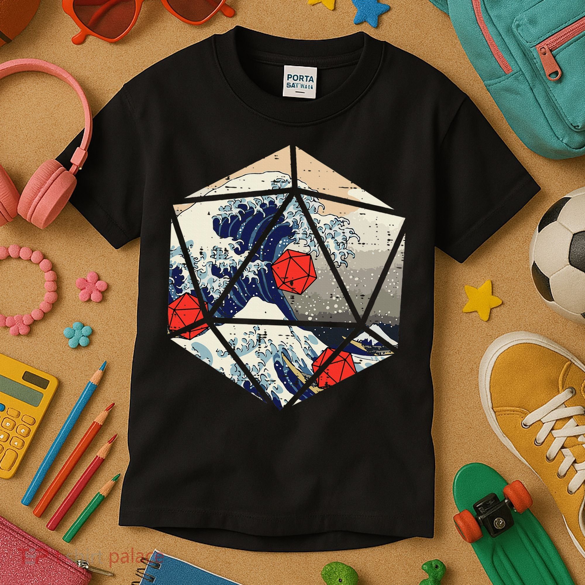 Rpg Japanese Great Wave Gamer Kids T-Shirt