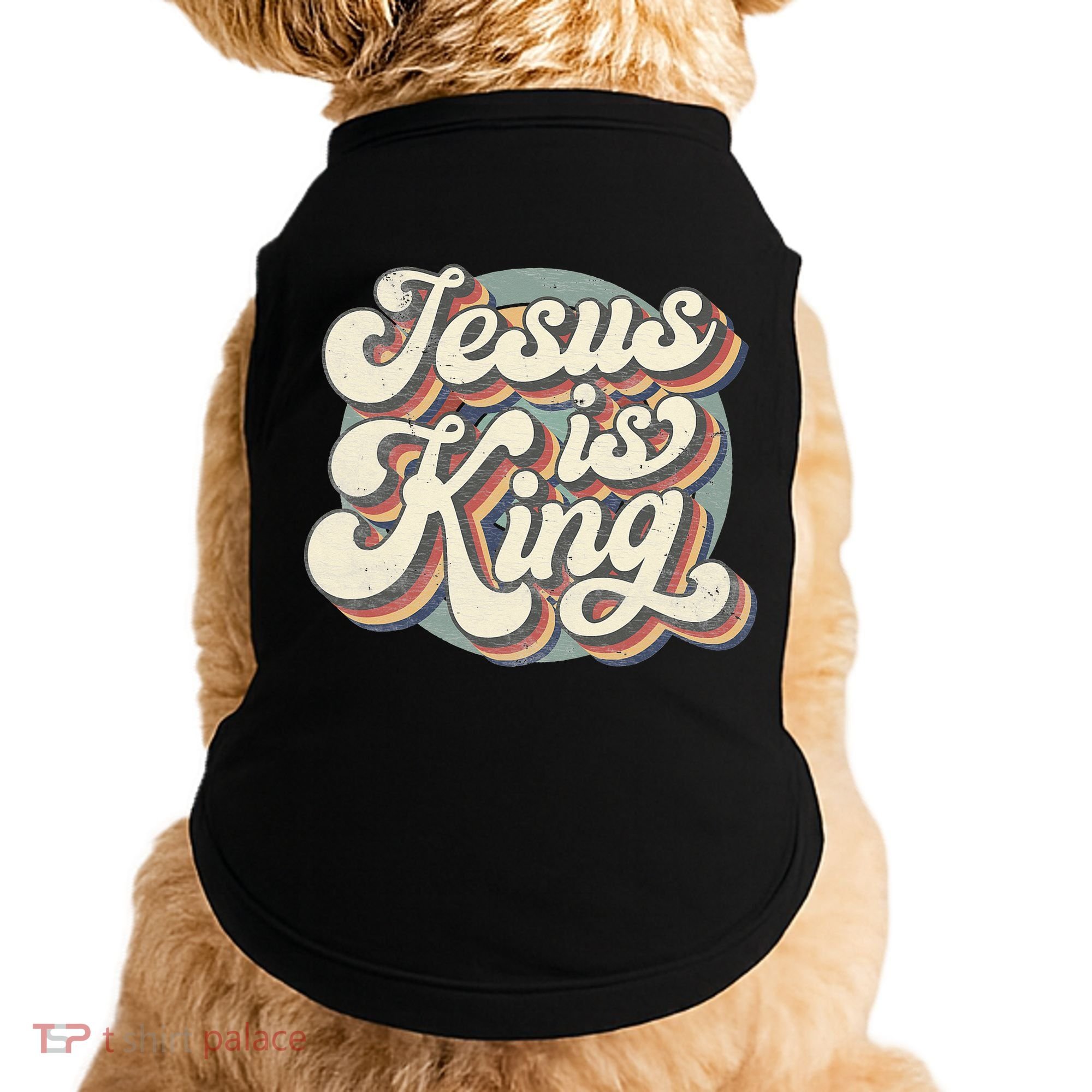 Retro Jesus Is King Christian Bible Religious Doggie Tank