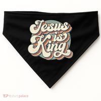 Retro Jesus Is King Christian Bible Religious USA-Made Doggie Bandana thumb 0