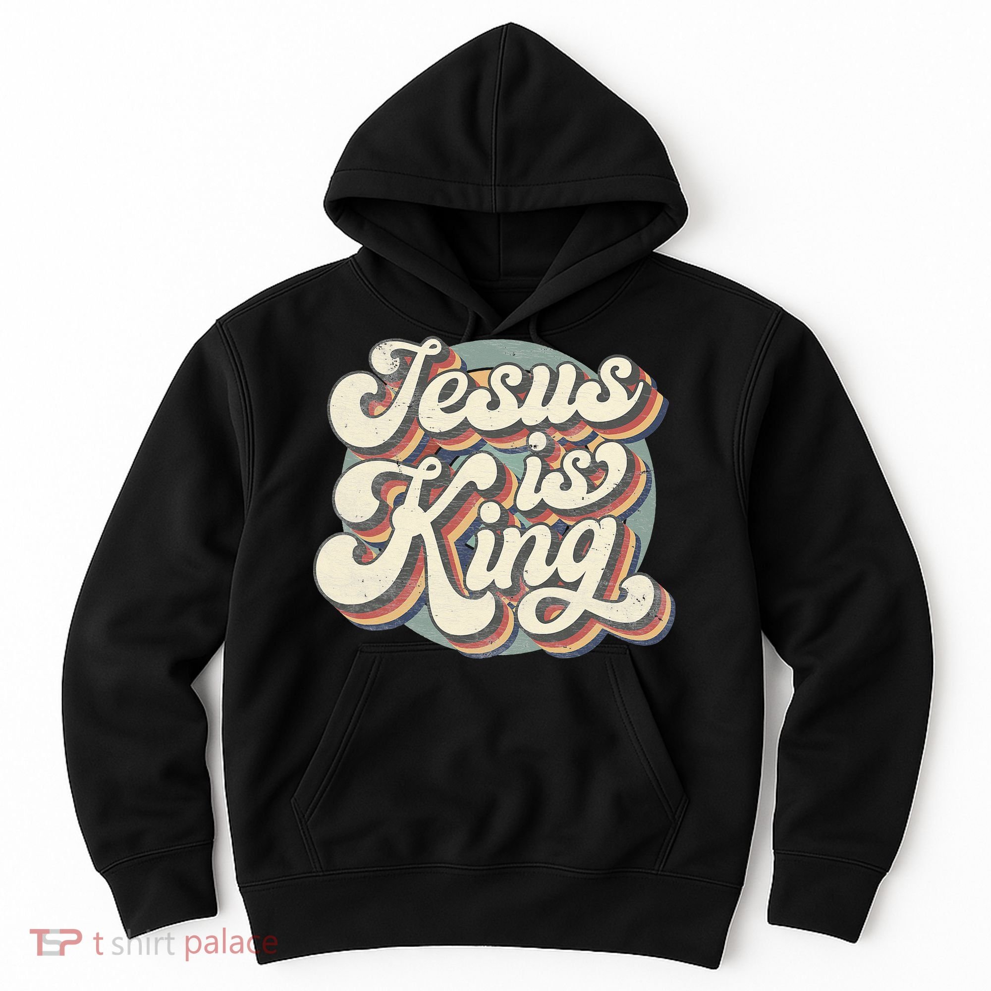 Retro Jesus Is King Christian Bible Religious Hoodie
