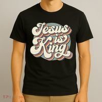 Retro Jesus Is King Christian Bible Religious T-Shirt thumb 3