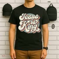 Retro Jesus Is King Christian Bible Religious T-Shirt thumb 6