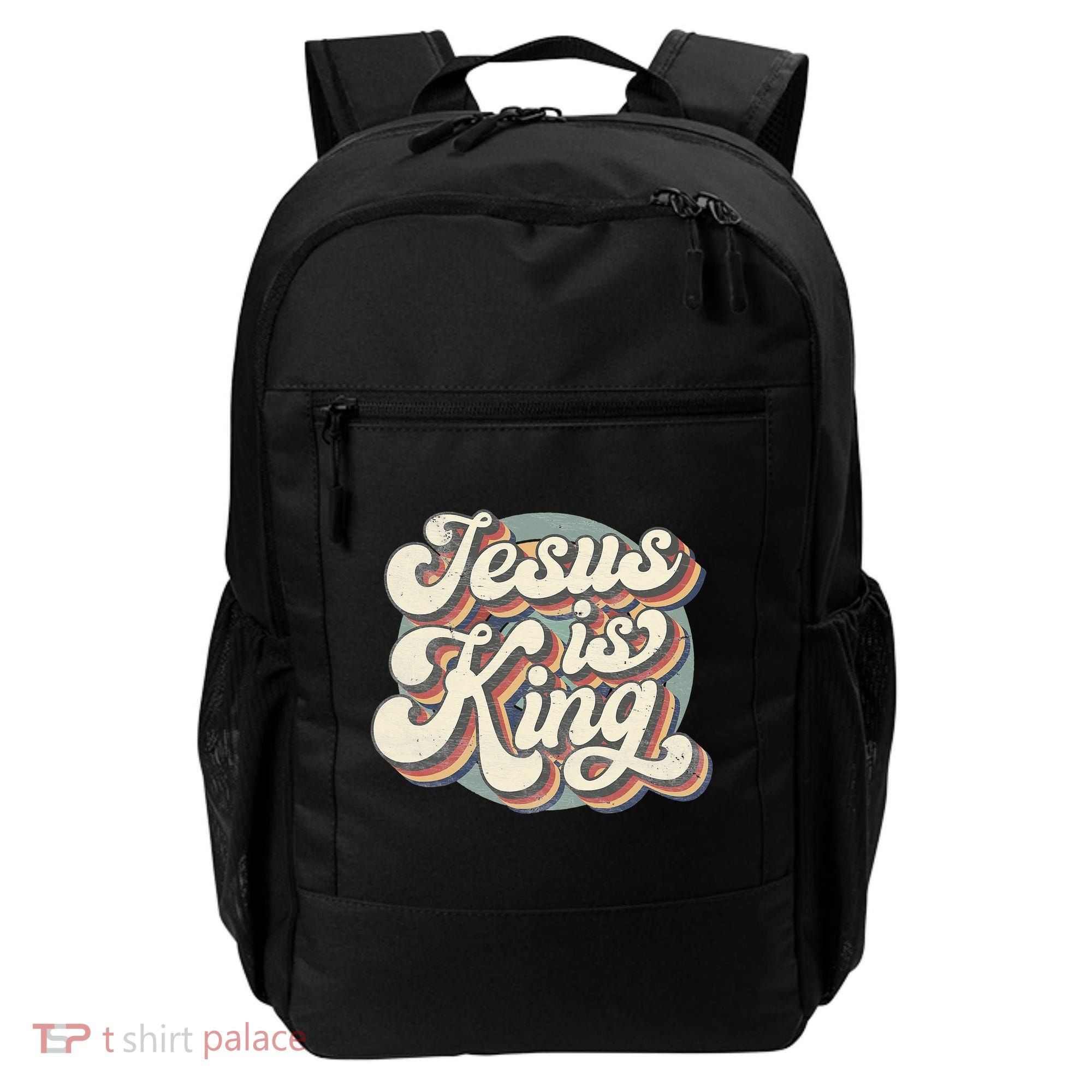 Retro Jesus Is King Christian Bible Religious Backpack