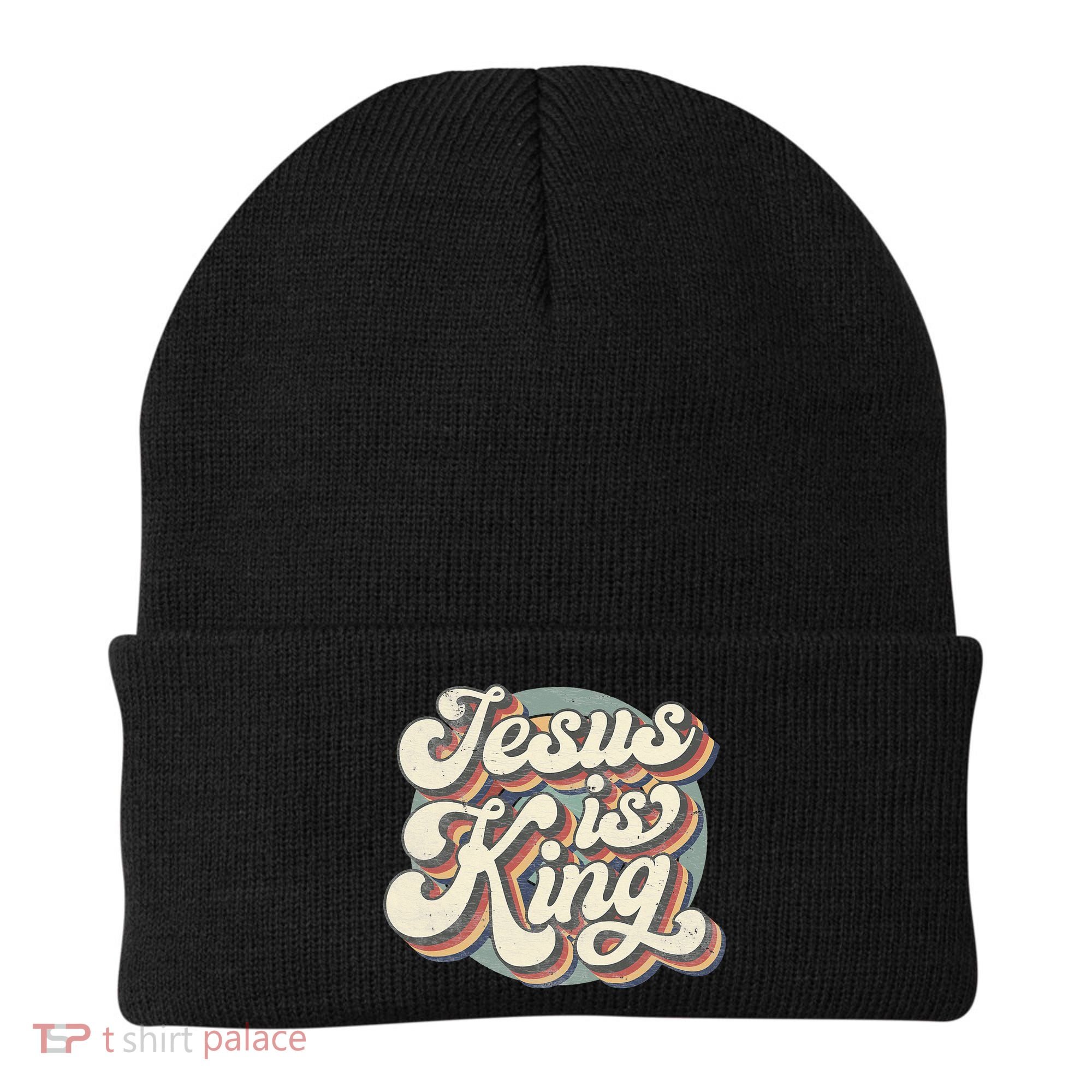 Retro Jesus Is King Christian Bible Religious Beanie