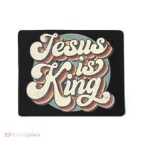 Retro Jesus Is King Christian Bible Religious Mousepad thumb 0