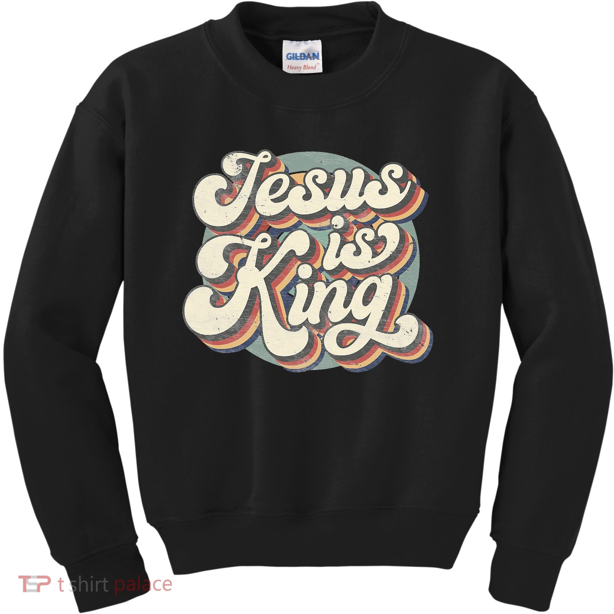 Retro Jesus Is King Christian Bible Religious Kids Sweatshirt