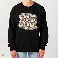 Retro Jesus Is King Christian Bible Religious Women's Sweatshirt thumb 0