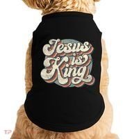 Retro Jesus Is King Christian Bible Religious Doggie Tank thumb 0