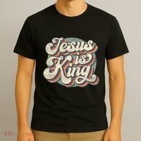 Retro Jesus Is King Christian Bible Religious T-Shirt thumb 3