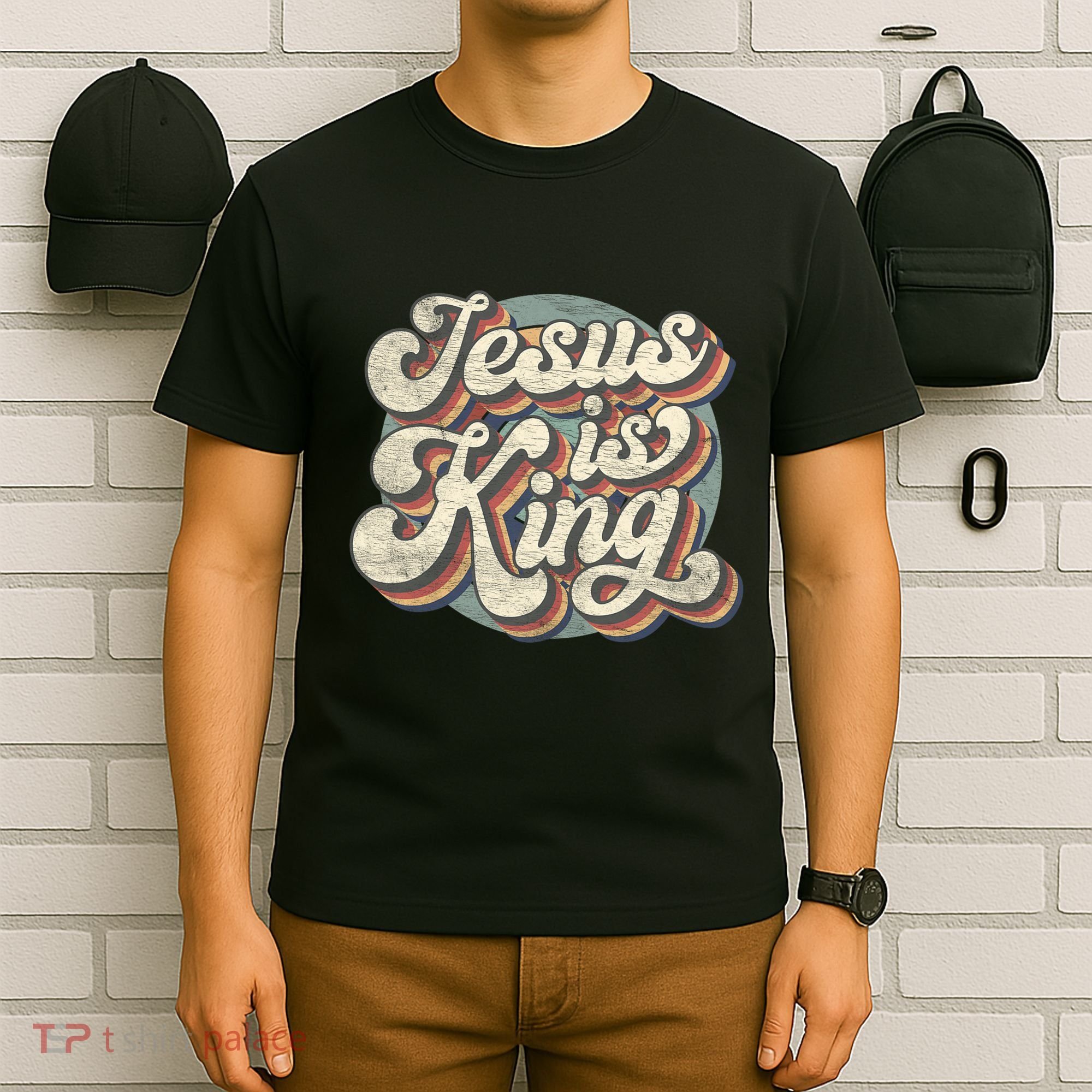 Retro Jesus Is King Christian Bible Religious T-Shirt
