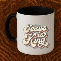 Retro Jesus Is King Christian Bible Religious Coffee Mug thumb 2