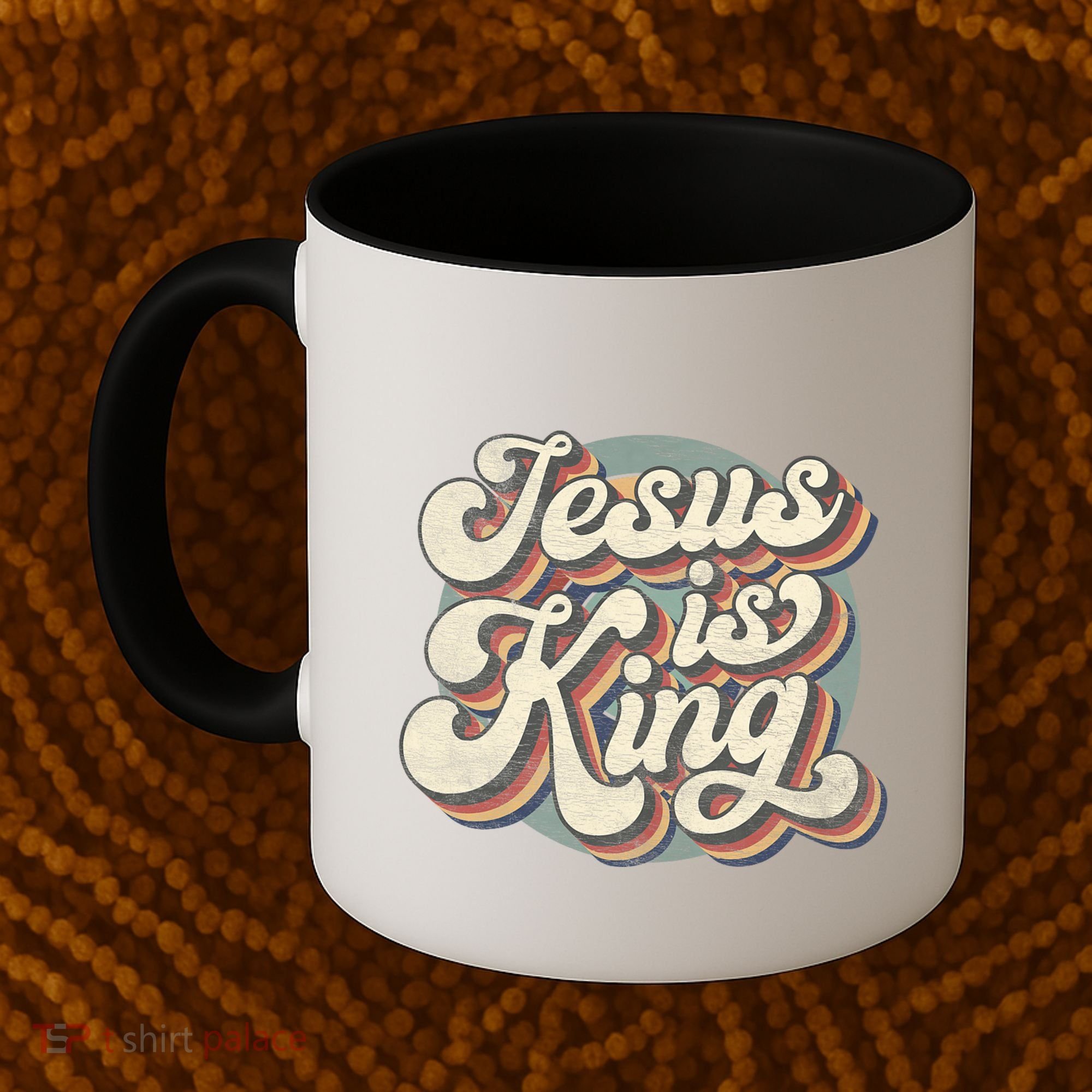 Retro Jesus Is King Christian Bible Religious Coffee Mug