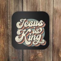 Retro Jesus Is King Christian Bible Religious Coaster thumb 0