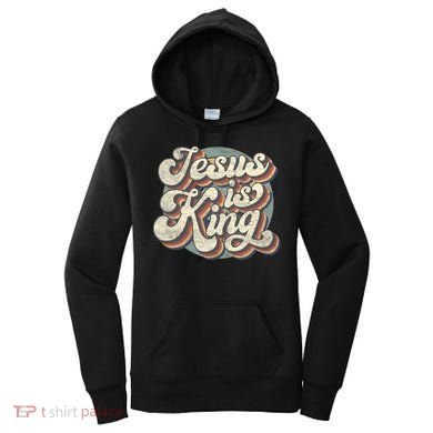 Retro Jesus Is King Christian Bible Religious Women's Hoodie
