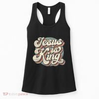Retro Jesus Is King Christian Bible Religious Women's Tank Top thumb 0
