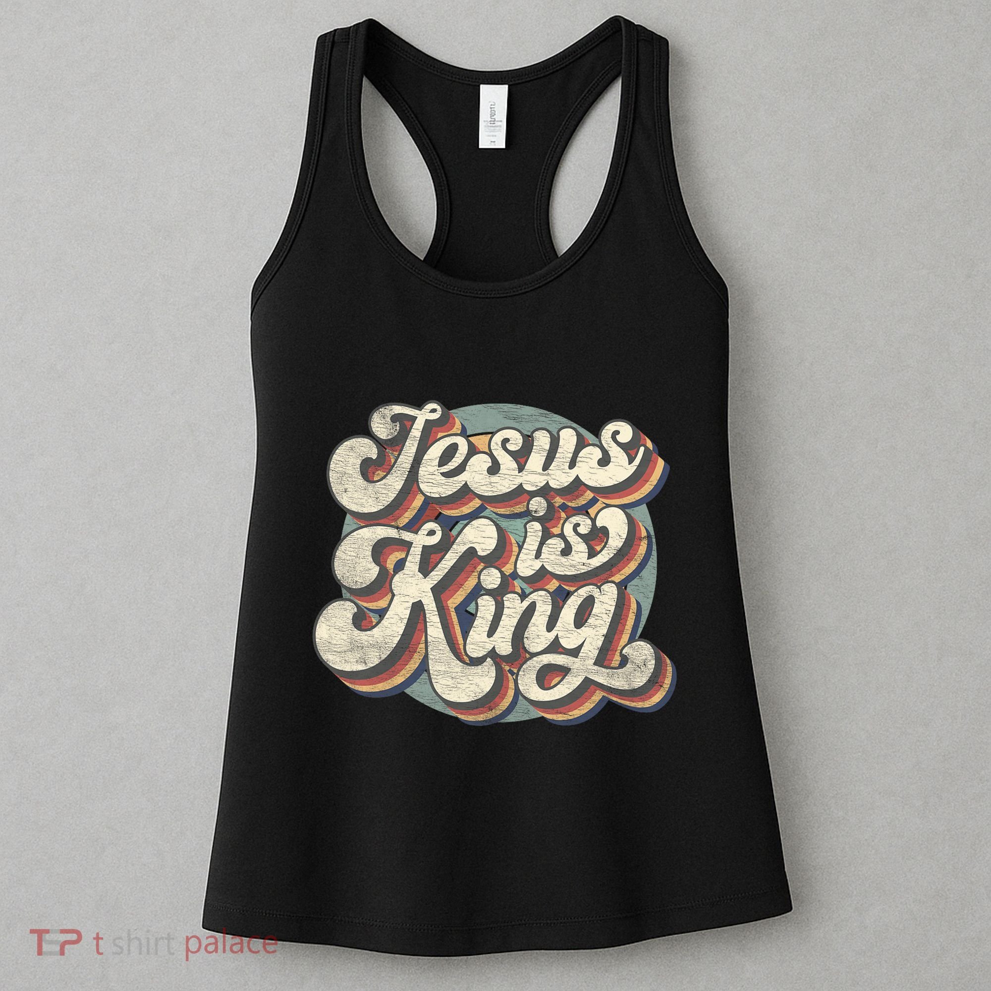 Retro Jesus Is King Christian Bible Religious Women's Tank Top