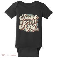 Retro Jesus Is King Christian Bible Religious Baby Bodysuit thumb 0