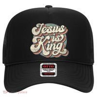 Retro Jesus Is King Christian Bible Religious Hat thumb 0