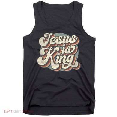 Retro Jesus Is King Christian Bible Religious Tank Top
