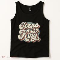 Retro Jesus Is King Christian Bible Religious Tank Top thumb 2