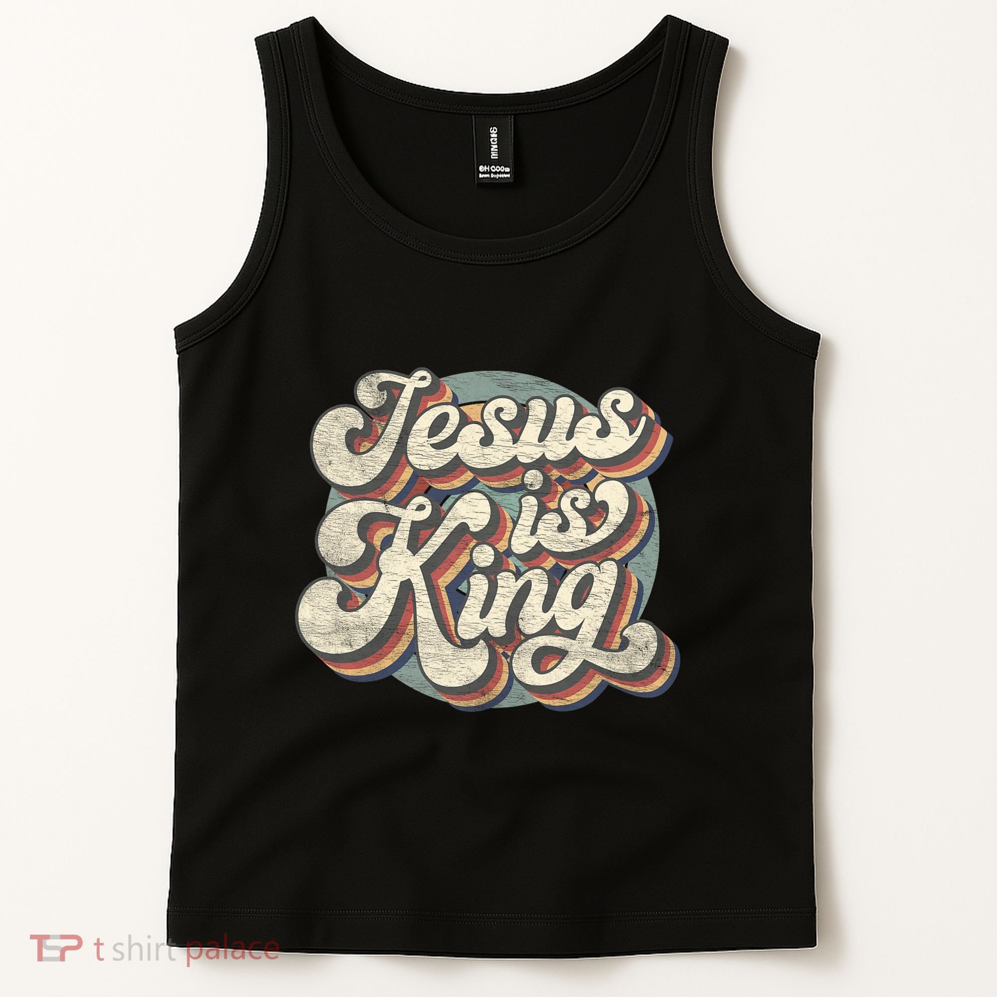 Retro Jesus Is King Christian Bible Religious Tank Top