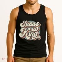 Retro Jesus Is King Christian Bible Religious Tank Top thumb 3