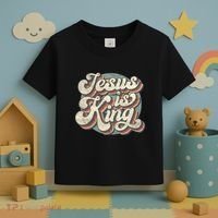 Retro Jesus Is King Christian Bible Religious Toddler T-Shirt thumb 3
