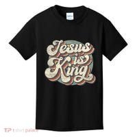 Retro Jesus Is King Christian Bible Religious Kids T-Shirt thumb 0
