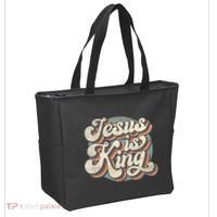 Retro Jesus Is King Christian Bible Religious Tote Bag thumb 2