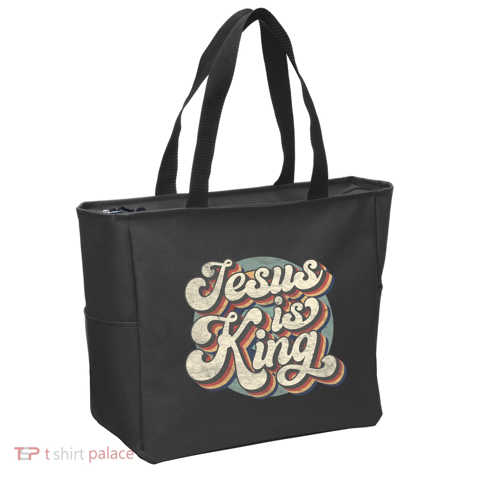 Retro Jesus Is King Christian Bible Religious Tote Bag