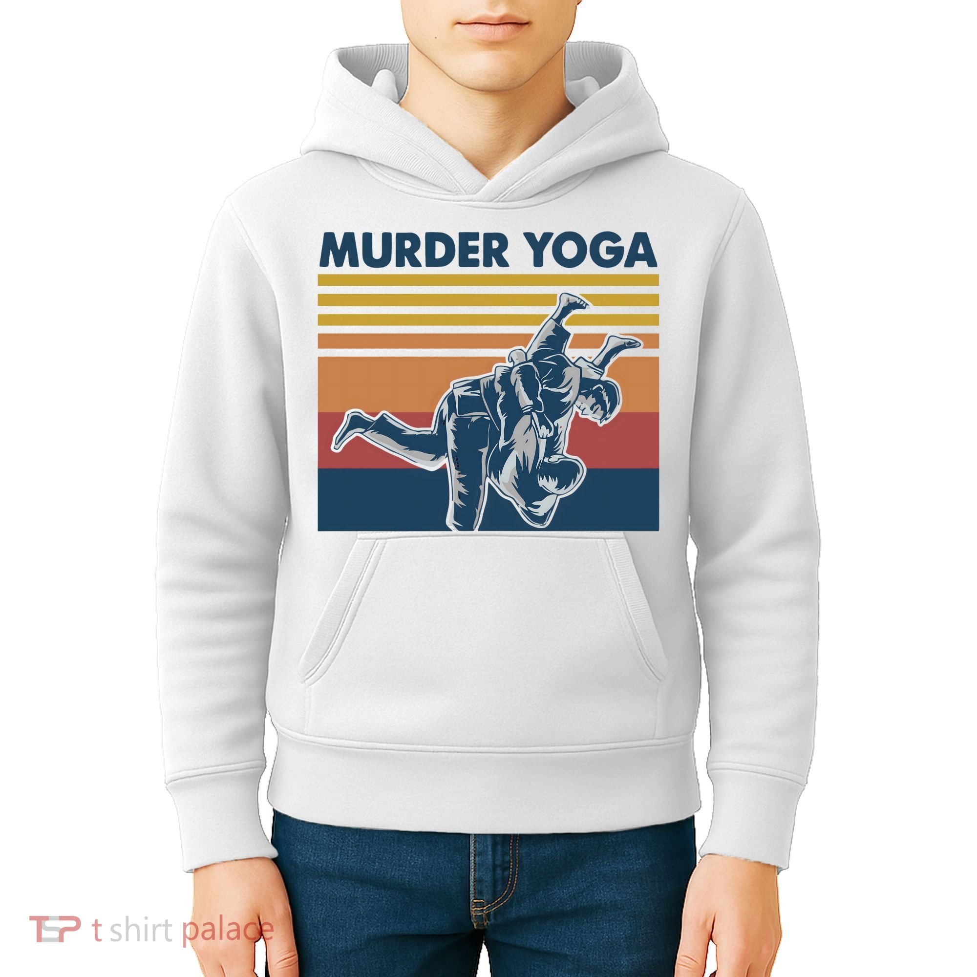 Retro Jiu Jitsu Murder Yoga Jiu Jitsu Murder Yoga Kids Hoodie