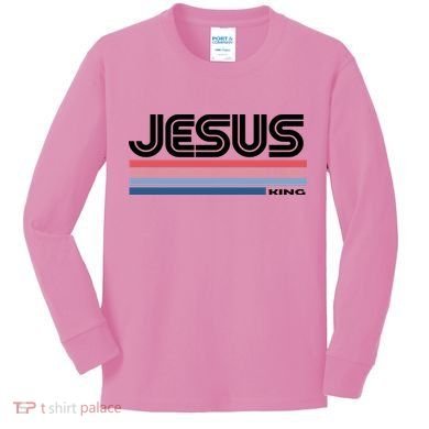 Retro Jesus King Kids Long Sleeve Shirt