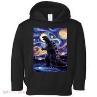 Retro Japanese Kaiju Monster Starry Night Parody Toddler Hoodie thumb 0