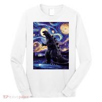 Retro Japanese Kaiju Monster Starry Night Parody Long Sleeve Shirt thumb 0
