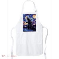 Retro Japanese Kaiju Monster Starry Night Parody Apron thumb 0