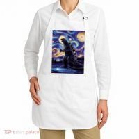 Retro Japanese Kaiju Monster Starry Night Parody Apron thumb 2